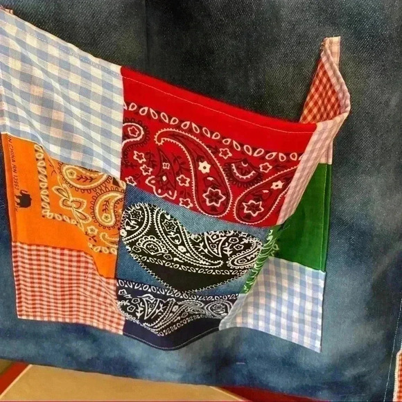 Handmade Boho Bandana Patchwork Denim tote bag - Picture 11 of 14